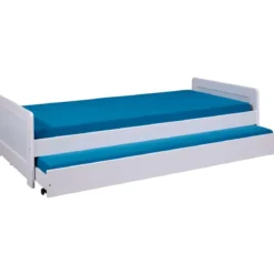2 Letti Singoli 90x200 Bianco da Cameretta Secondo Estraibile Contenitore