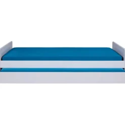 2 Letti Singoli 90x200 Bianco da Cameretta Secondo Estraibile Contenitore