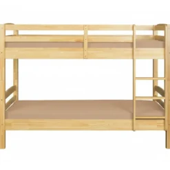 Letto a Castello 90x200 cm Legno Massello Naturale con 2 Reti Singole
