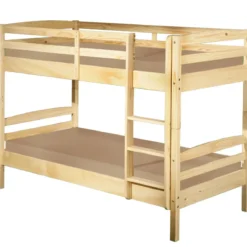 Letto a Castello 90x200 cm Legno Massello Naturale con 2 Reti Singole