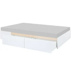 Letto alla Francese 140x200 cm Bianco con 4 Cassetti Rete a Doghe