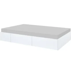 Letto alla Francese 140x200 cm Bianco con 4 Cassetti Rete a Doghe