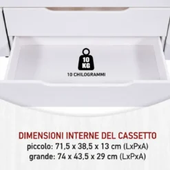 Letto alla Francese 140x200 cm in Legno Bianco con Cassetti Comodino