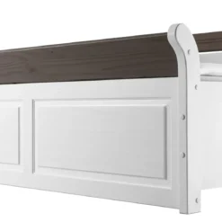 Letto alla Francese 140x200 cm Legno Bianco Grigio Cenere con Cassetto