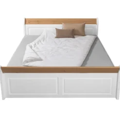 Letto alla Francese 180x200 Pino Massello Bianco Rovere con Cassetto