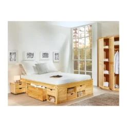 Letto Matrimoniale Rete a Doghe 160x200 con Cassetti 2 Piazze Camera da Letto