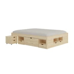 Letto Matrimoniale Rete a Doghe 160x200 con Cassetti 2 Piazze Camera da Letto