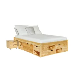 Letto Matrimoniale Rete a Doghe 160x200 con Cassetti 2 Piazze Camera da Letto