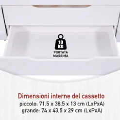 Letto Matrimoniale 180x200 cm in Pino Bianco con Cassetti Comodini