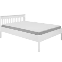Letto Matrimoniale 180x200 cm in Pino Massello Bianco con Testiera