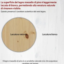 Letto Matrimoniale 180x200 cm in Pino Massello Bianco con Testiera