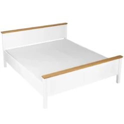 Letto Matrimoniale 160x200 cm Pino Massello Bianco Rovere con Testiera