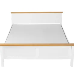 Letto Matrimoniale 160x200 cm Pino Massello Bianco Rovere con Testiera