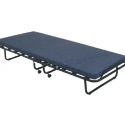 Letto Singolo Pieghevole in Acciaio con Materasso 80x190 cm con Ruote