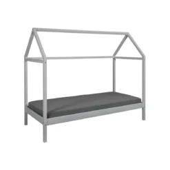 Letto singolo 90x200 cm Bianco con Tetto Doghe