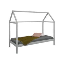 Letto singolo 90x200 cm Bianco con Tetto Doghe
