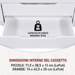 Letto Singolo 90x200 cm in Legno Bianco Cassetti Comodino Estraibili