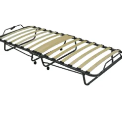Letto Singolo 80x200 cm Pieghevole con Materasso Ruote Salvaspazio