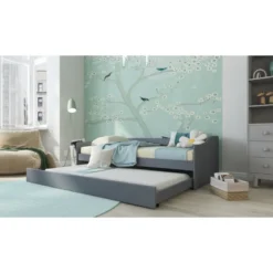 Letto Singolo 90x200 Salvaspazio Struttura Grigio con Cassettone Estraibile