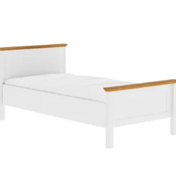 Letto Una Piazza e Mezza 120x200 cm in Pino Massello Bianco Rovere