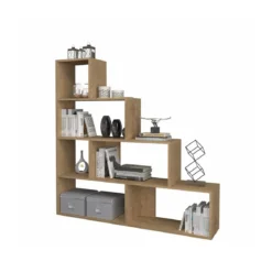 Libreria a Cubi a Scala Rovere Moderna Mensole Legno Divisorio Scaffali Ufficio