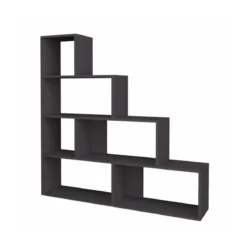 Libreria a Cubi Grigia a Scala Moderna Mensole Studio Divisorio Scaffale Ufficio