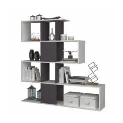 Libreria a Cubi Snake Bianca Moderna Mensole Mobile in Legno Scaffali da Ufficio