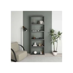 Libreria Antracite Legno Estensibile Moderna Angolare
