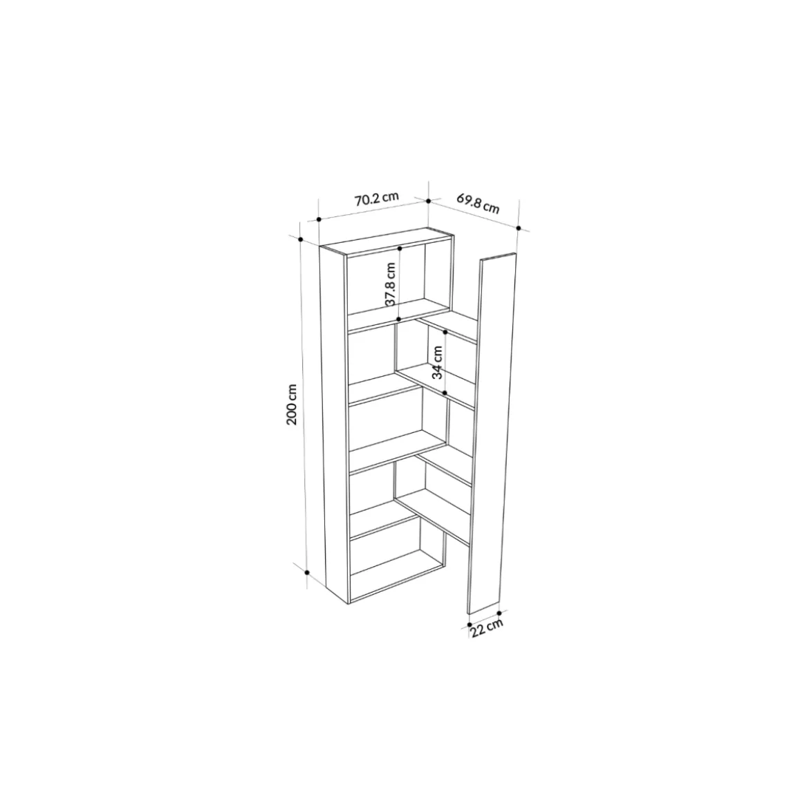 Libreria Antracite Legno Estensibile Moderna Angolare