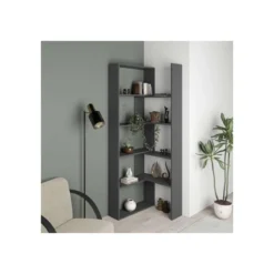 Libreria Antracite Legno Estensibile Moderna Angolare
