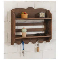 Libreria Appendi Chiavi da Parete Noce Shabby Muro Portachiavi Moderno in Legno
