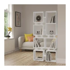 Libreria Bianca Moderna Design a Cubi per Arredamento Salone