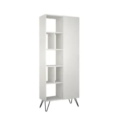 Libreria Bianca Moderna Scaffale Rettangolare con 11 Vani in Legno