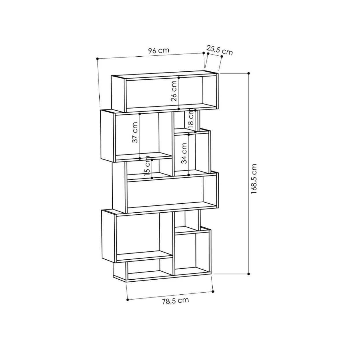 Libreria Bifacciale Antracite Moderna Design per Arredamento Interni