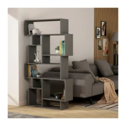 Libreria Bifacciale Antracite Moderna Design per Arredamento Interni