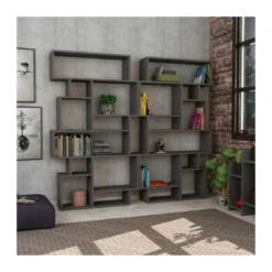 Libreria Bifacciale Antracite Moderna Design per Arredamento Interni