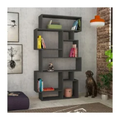 Libreria Bifacciale Antracite Moderna Design per Arredamento Interni