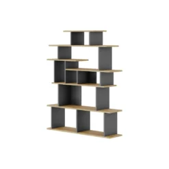 Libreria Design in Legno Rovere e Antracite per Salotto Ingresso Camera Ufficio