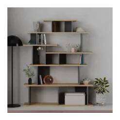 Libreria Design in Legno Rovere e Antracite per Salotto Ingresso Camera Ufficio