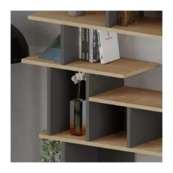 Libreria Design in Legno Rovere e Antracite per Salotto Ingresso Camera Ufficio
