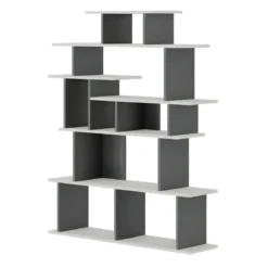 Libreria Design in Legno 120x29x149 cm Bianca e Antracite per Interni