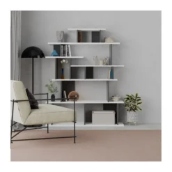 Libreria Design in Legno 120x29x149 cm Bianca e Antracite per Interni