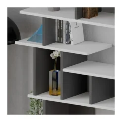 Libreria Design in Legno 120x29x149 cm Bianca e Antracite per Interni