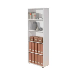 Libreria in Legno 60 Bianca Alta 180 Stretta Scaffali Ripiani Ufficio Moderna