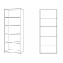 Libreria in Legno Bianco con 5 Ripiani a Giorno Ufficio Scaffale Moderna