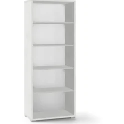 Libreria in Legno Bianco con 5 Ripiani a Giorno Ufficio Scaffale Moderna