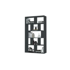 Libreria in Legno Cemento 5 Ripiani a Giorno Mobile per Ufficio Camera Bambini