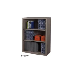Libreria in Legno Moderna Design 3 Ripiani Bassa Scaffali Ufficio Studio Camera