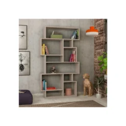 Libreria in Legno Tortora Verticale Orizzontale Moderna Bifacciale