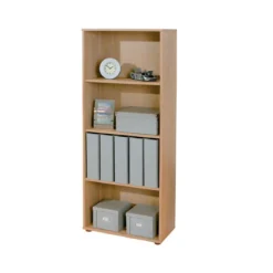 Libreria Legno 60 Rovere Moderna Alta Stretta Mensole Scaffali Ufficio Cameretta